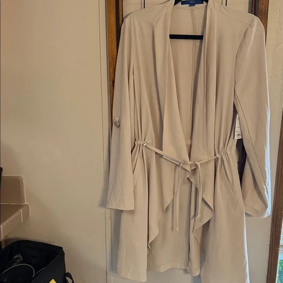 Apt 9 Cream Open Front Cardigan/Jacket with drawstring ties NWT Size M - Picture 1 of 6